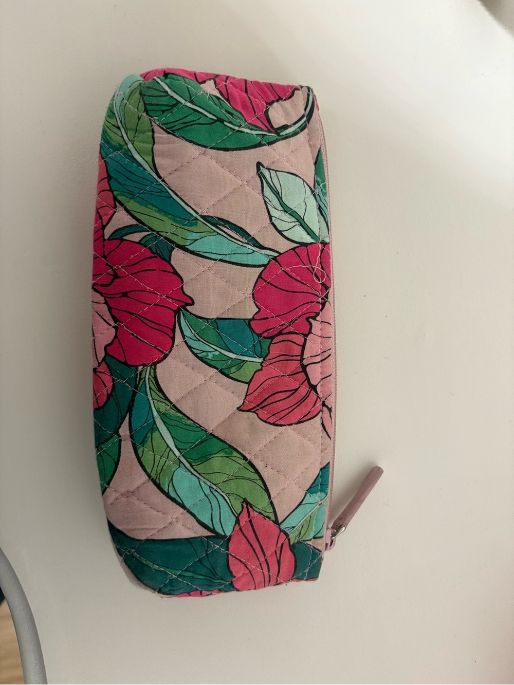 Vera Bradley Pink Floral Quilted Zip Pencil Pouch